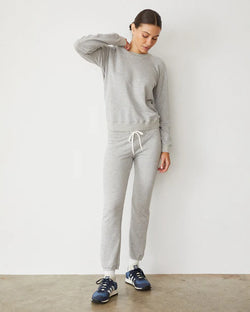 MONROW - Supersoft Fleece Vintage Sweat in Heather Grey
