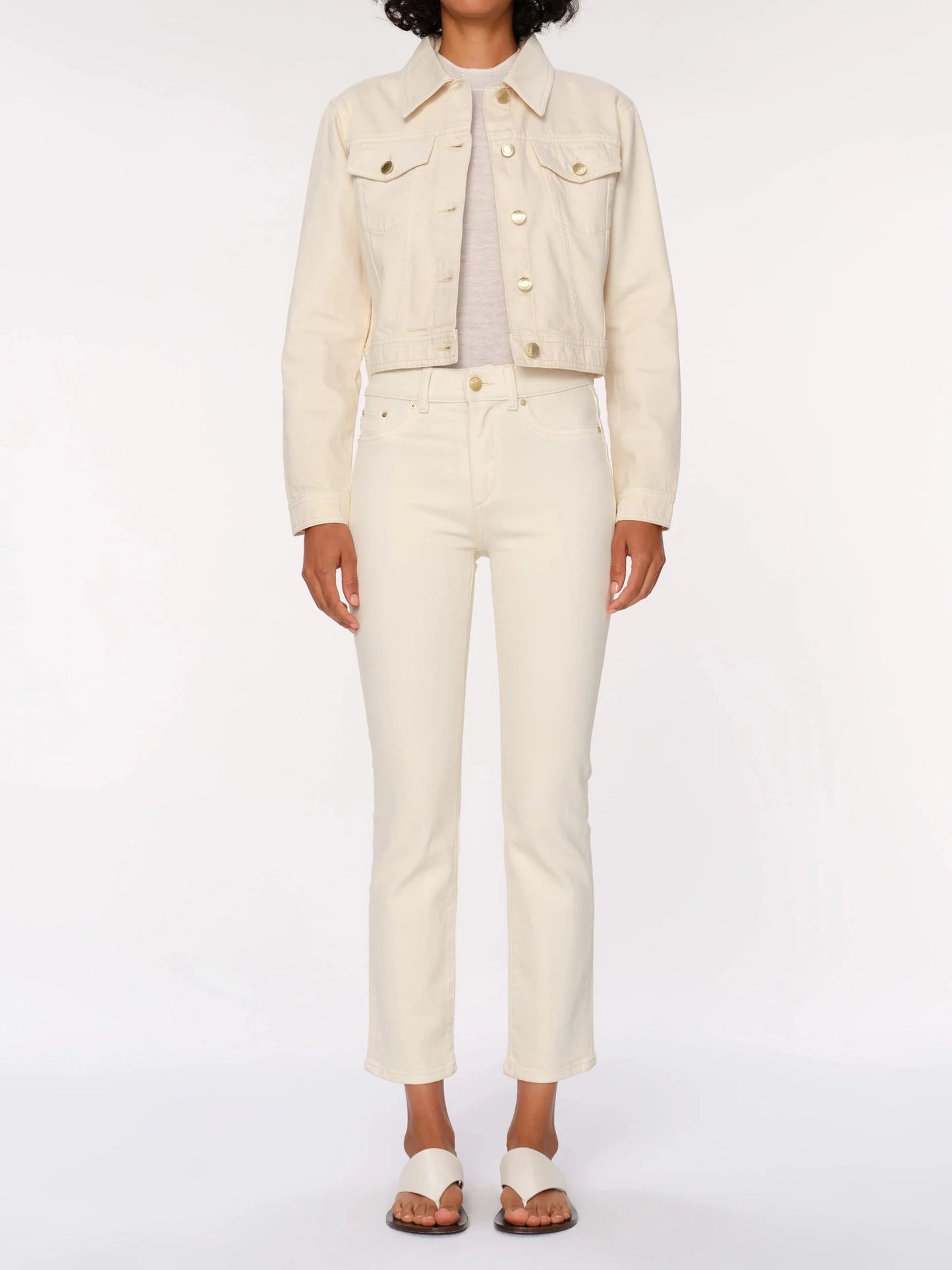 DL1961 - Mara Straight Mid Rise Instasculpt Ankle Jeans in Ecru