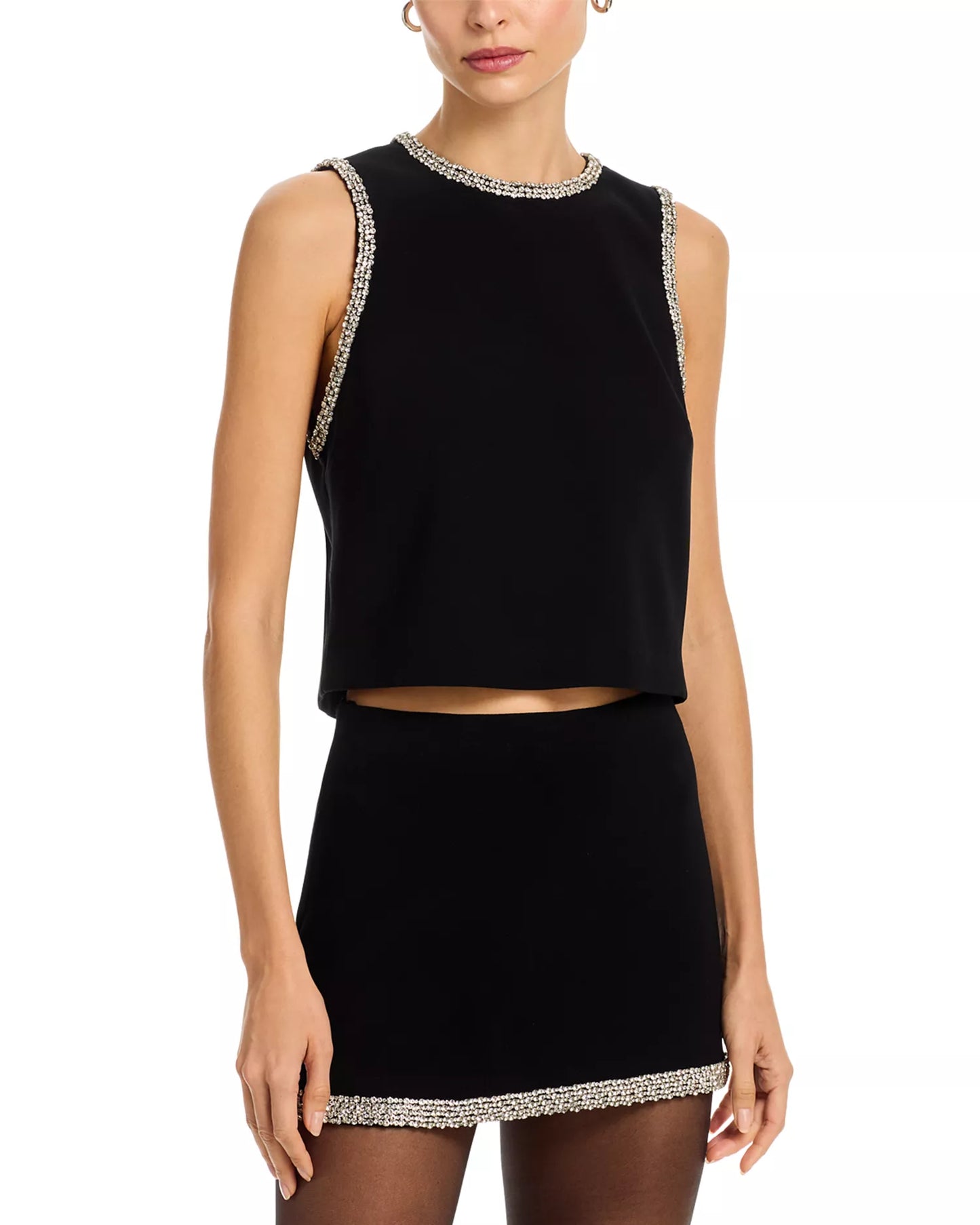 alice + olivia - Amal Embell Boxy Tank in Black