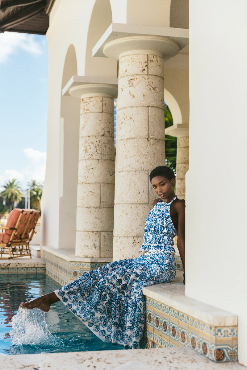 Cara Cara - Melanie Skirt in Palm Paisley Sky