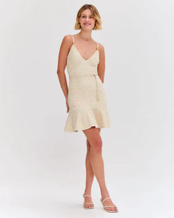 PatBo - Papillon Jacquard Mini Dress in Beige