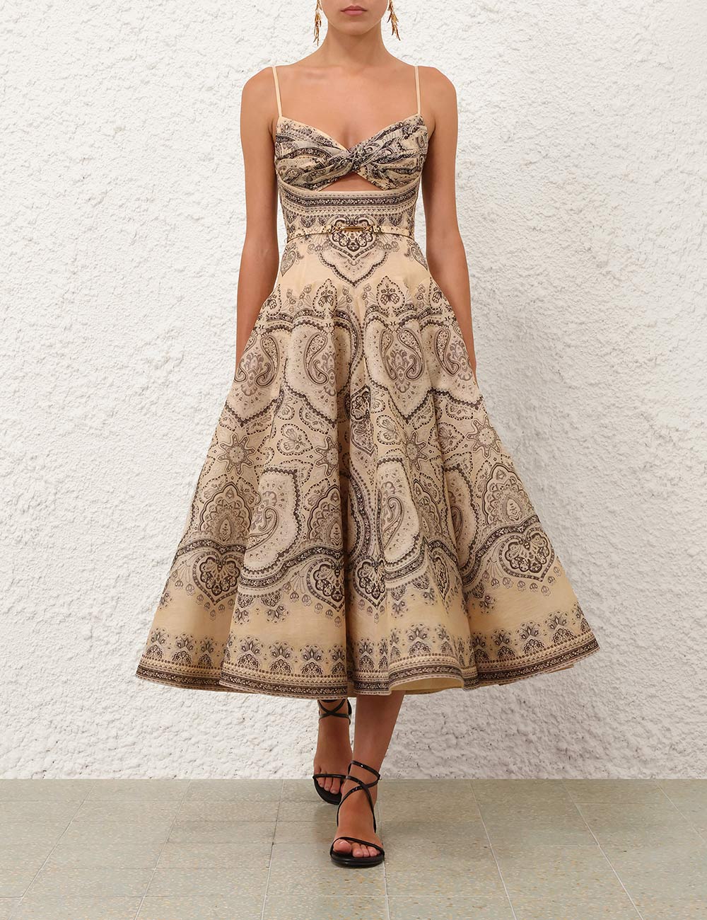 zimmermann cream dress - Luna Twist Midi in Perla Paisley R.Vivimos Womens Summer Casual duo Nicky and Simone LifestyleWedding Color:FIERY CORAL