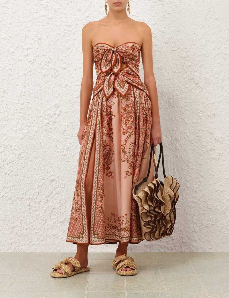 Zimmermann- Aster Scarf Midi Dress Pink Paisley Floral