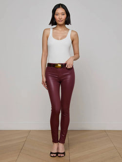 L'AGENCE - Marguerite High Rise Skinny in Dark Port Coated