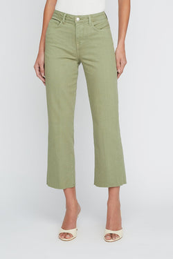 L'Agence Wanda High Rise Crop Wide Leg in Soft Army