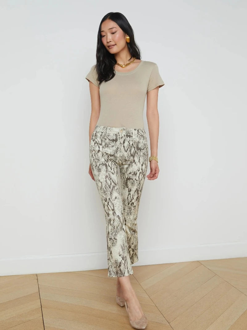 L'AGENCE - Tati H/R Crop Micro Boot in Tan Multi Snake Coated