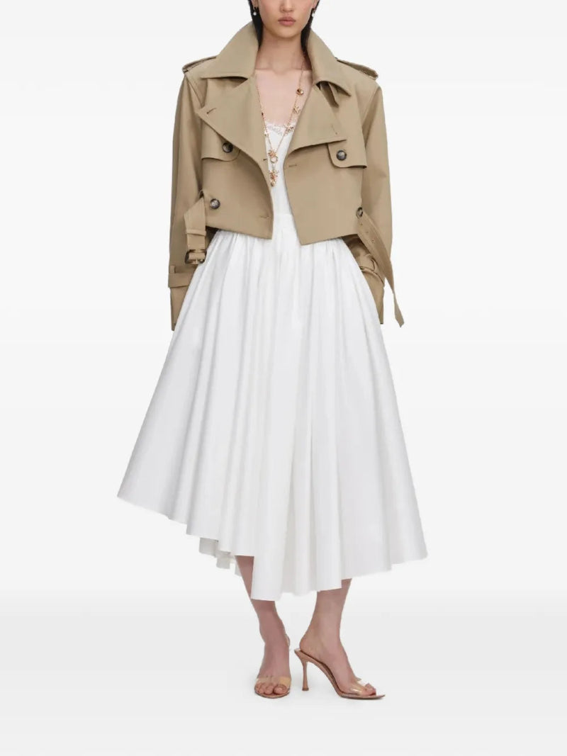 Self-Portrait - Cropped Trench Jacket in Beige