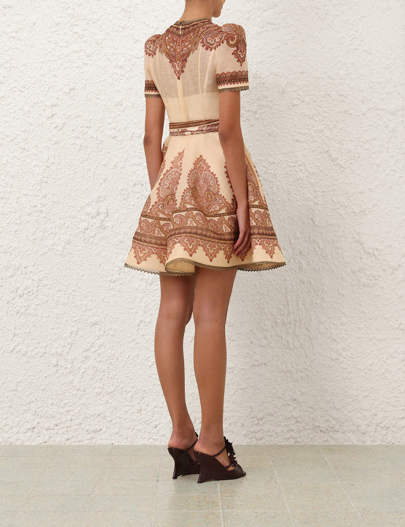 Zimmermann - Ascent Picnic Mini Dress in Latte Paisley