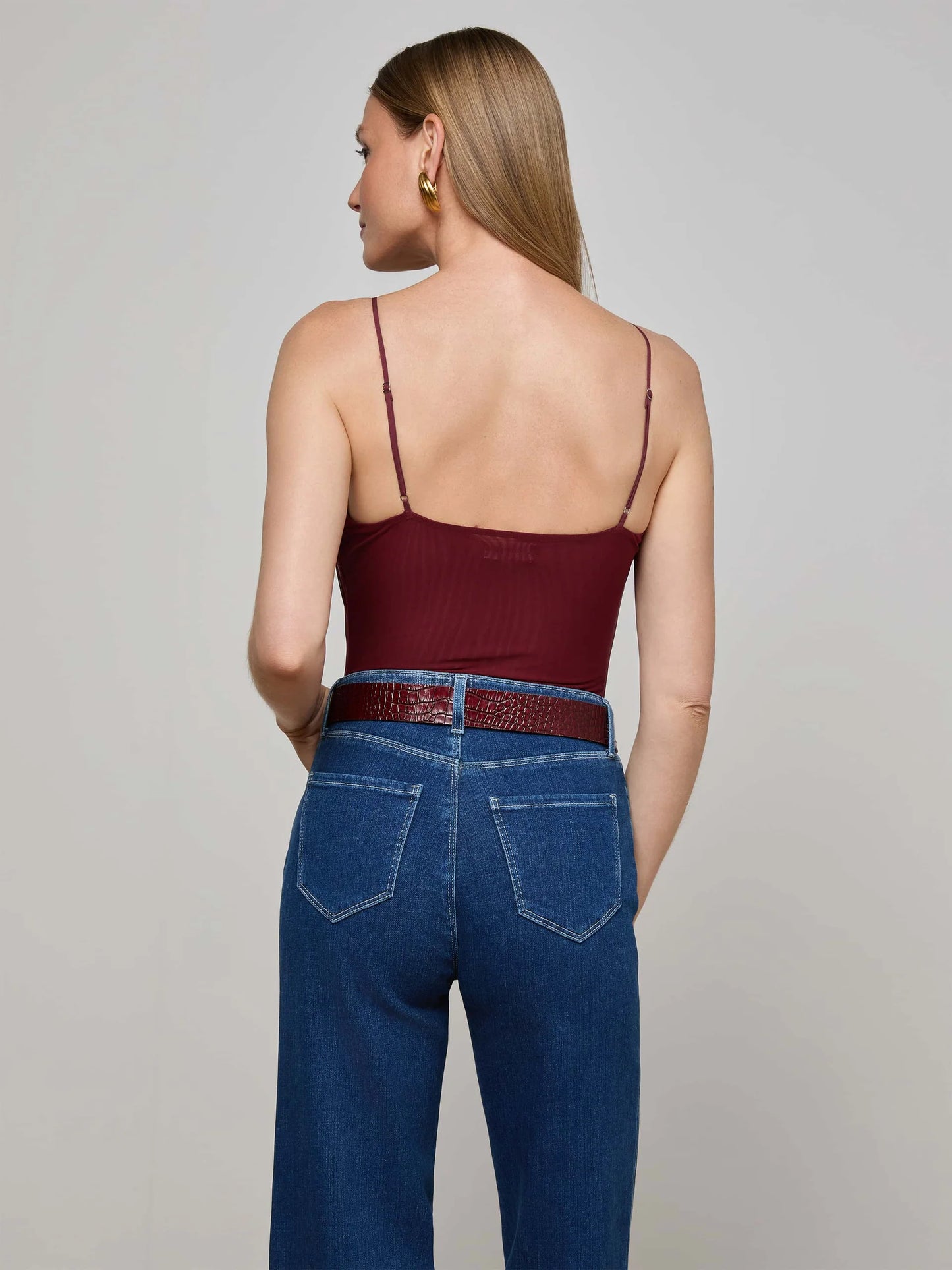 L'Agence - Gelina Ruched Bodysuit in Black Cherry