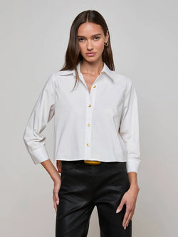 L'AGENCE - Fawn Scarf 3/4 Sleeve Blouse in White Multi L'Agence Voyage