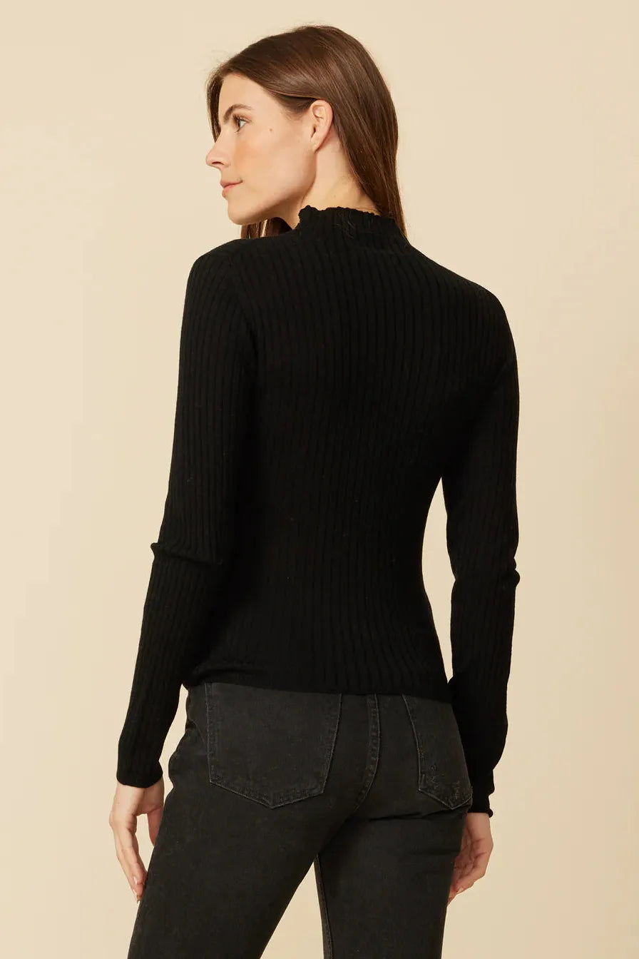 One Grey Day - Carter Merino Mockneck in Black