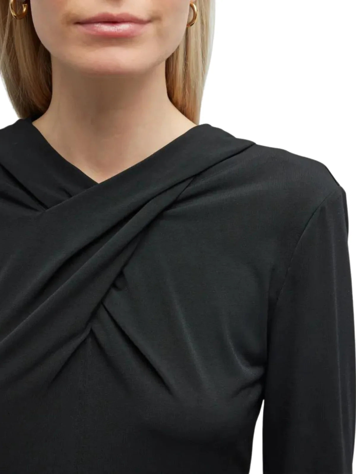 Derek Lam 10 Crosby - Krini Wrap Long Sleeve Jersey Top in Black