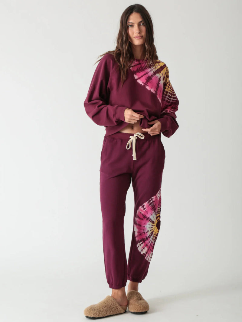 Electric & Rose- Roman Sweatshirt- Spiral Burgundy Multi