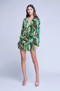 L'AGENCE - Arabell Romper in Sea Green Multi Belt Swirl