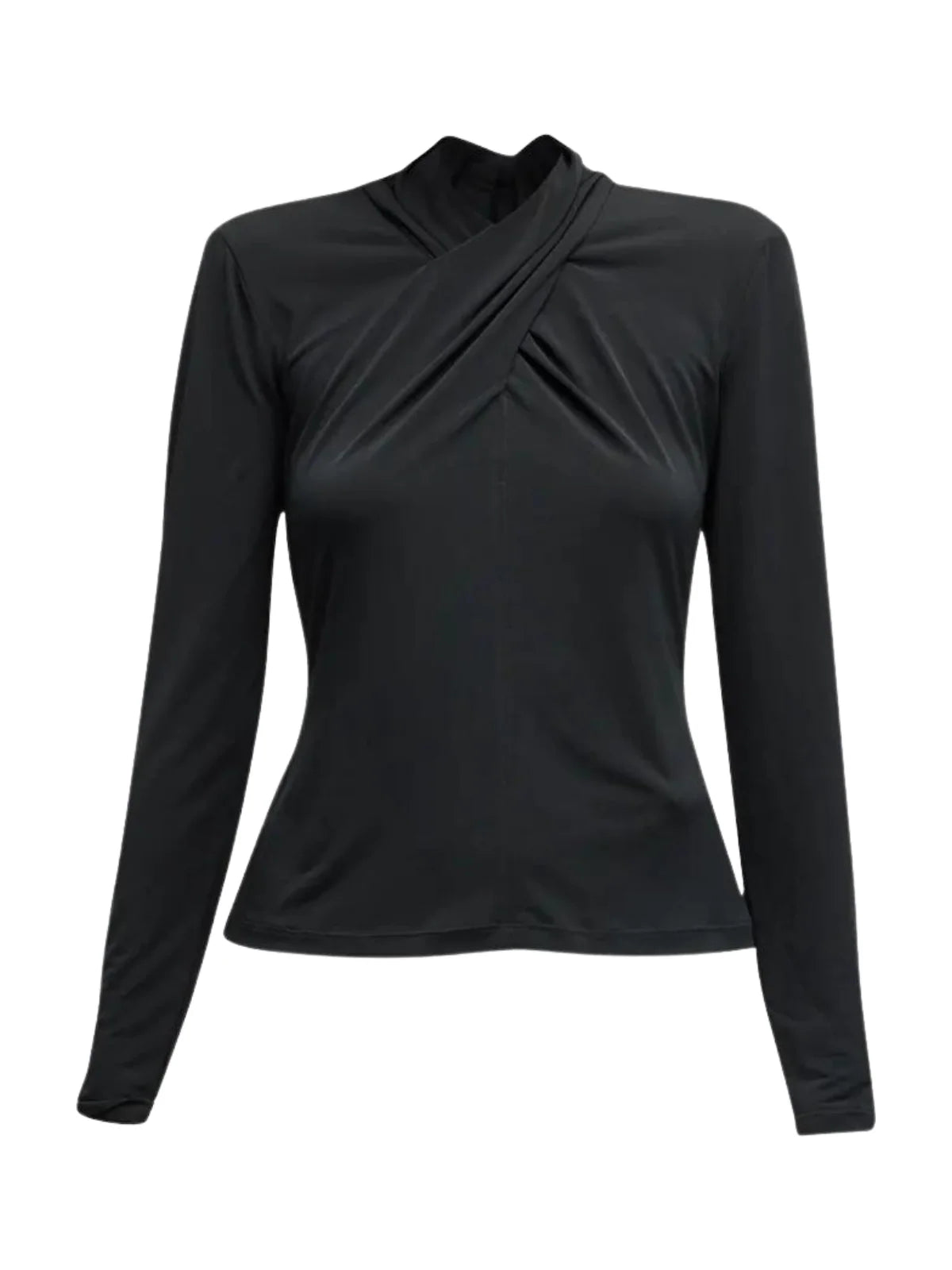 Derek Lam 10 Crosby - Krini Wrap Long Sleeve Jersey Top in Black