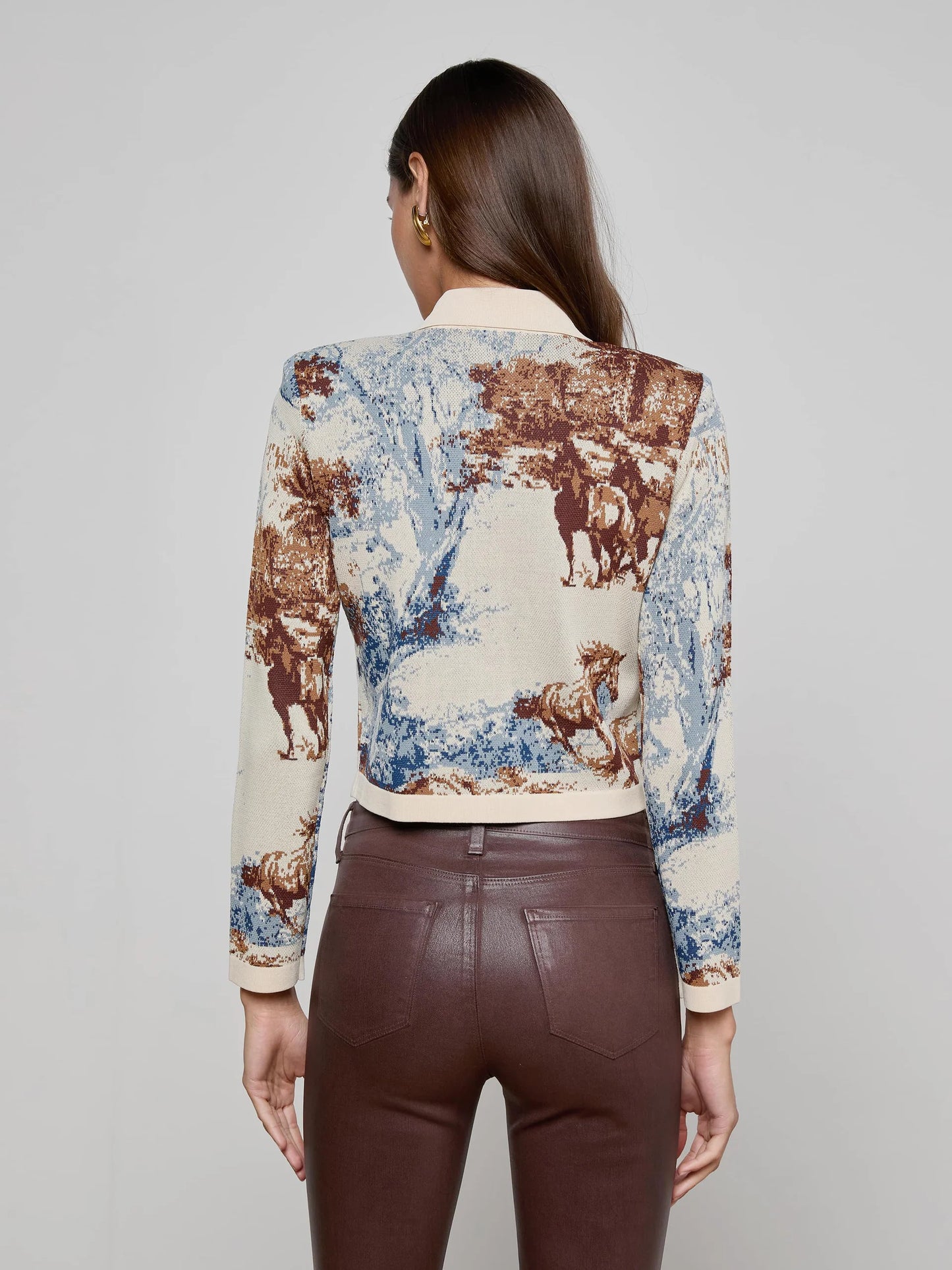 L'AGENCE - Osiris Collard Cardigan in Tan Western Tolie