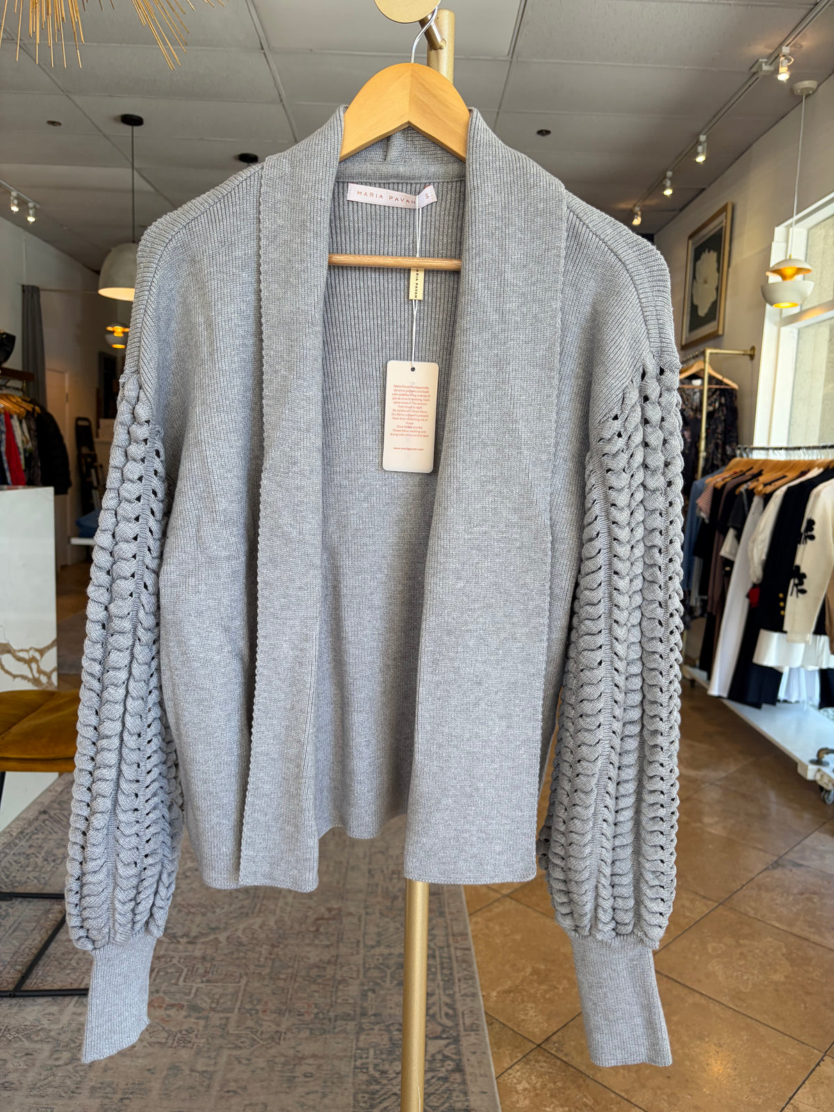 Maria Pavan - Coat Mangas Ponto Telha Cinza in Grey