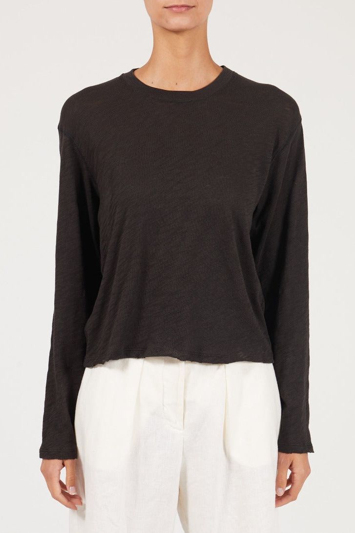ATM - Slub Jersey Long Sleeve Destroyed Wash Crop Tee