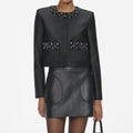 Self-Portrait - Leather Mini Skirt in Black