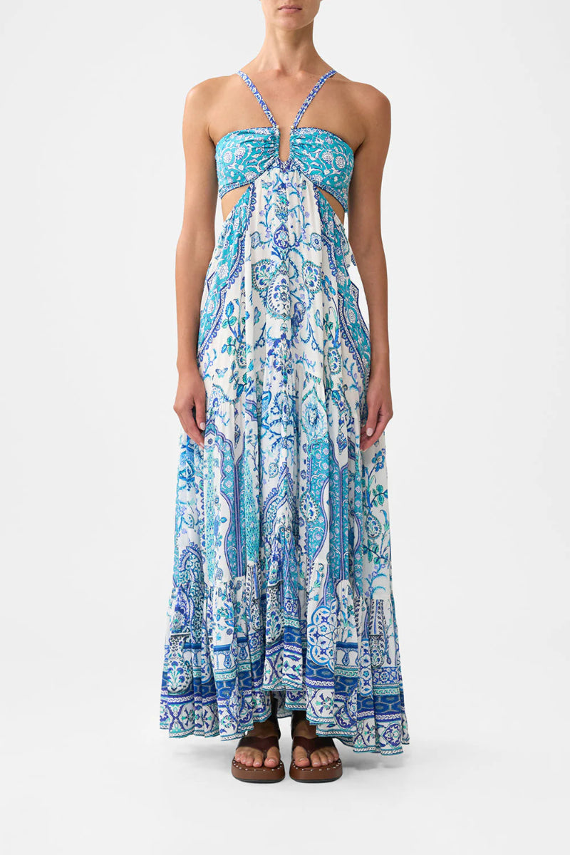 Camilla - Gathered Cut Out Dress in Isnik Lullaby