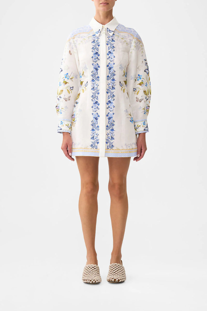 Camilla - Shirt Dress with A Line Skirt in Botanical Ballads