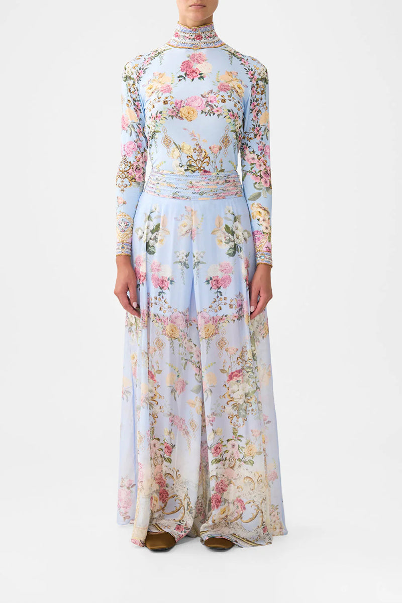Camilla - Minimal Wide Leg Pant in Tiled in Time