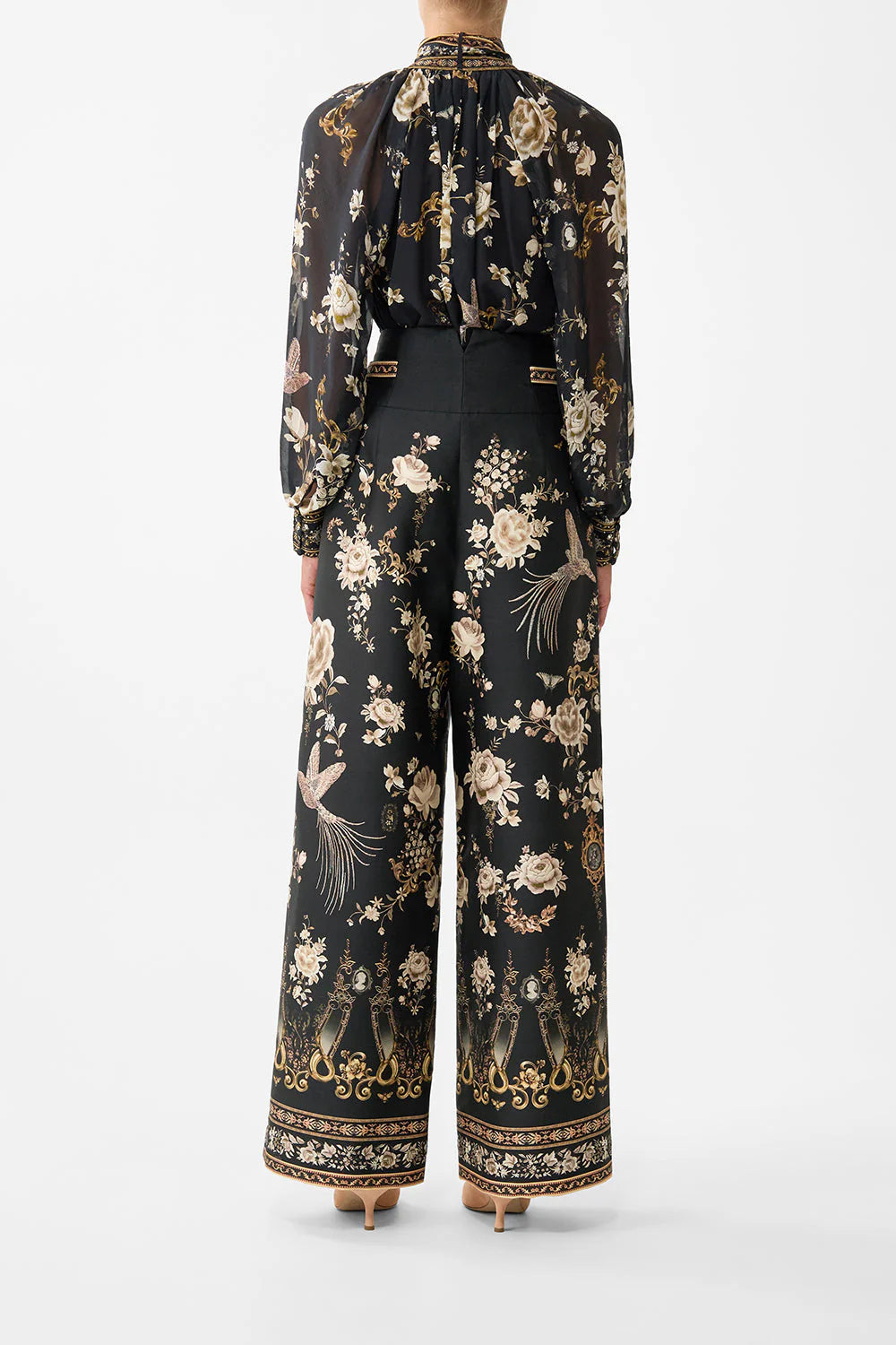 Camilla - Detachable Bow Raglan Blouse in Flamenco Folklore