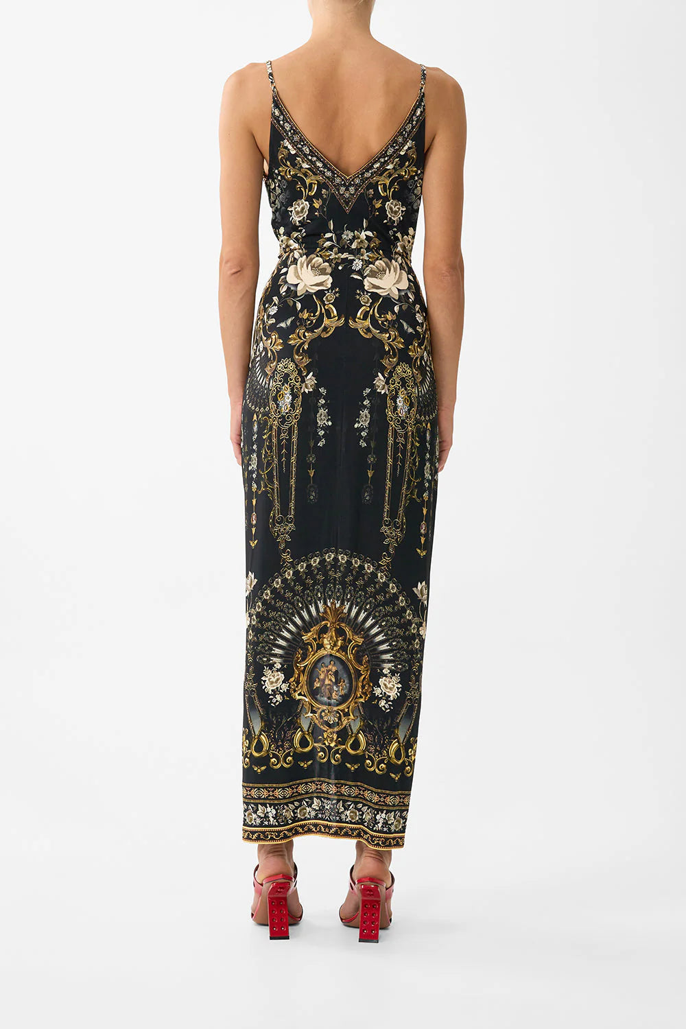 Camilla - Strappy Dress with Twist Front in Flamenco Folkore