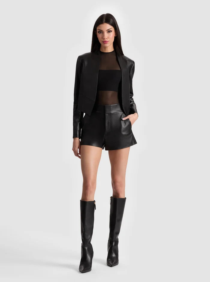 Alice + Olivia - New Harvy Leather Jacket in Black