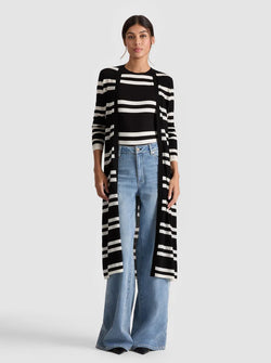 alice + olivia - Callan Maxi Cardigan in Black Ecru