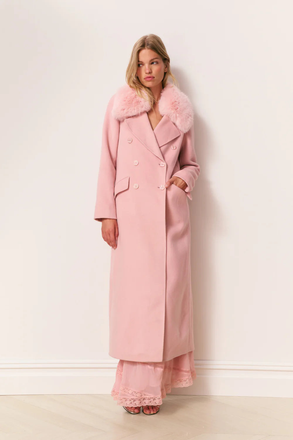 LoveShackFancy Char Coat in Orchid Rosa