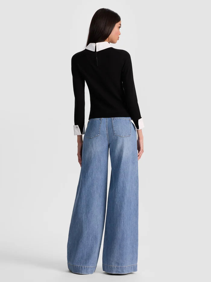alice + olivia - Porla Collared Sweater in Black