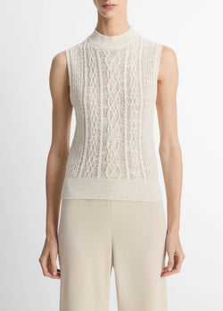 Vince. - Cable Double Layer Shell in Off White Gold Cliff