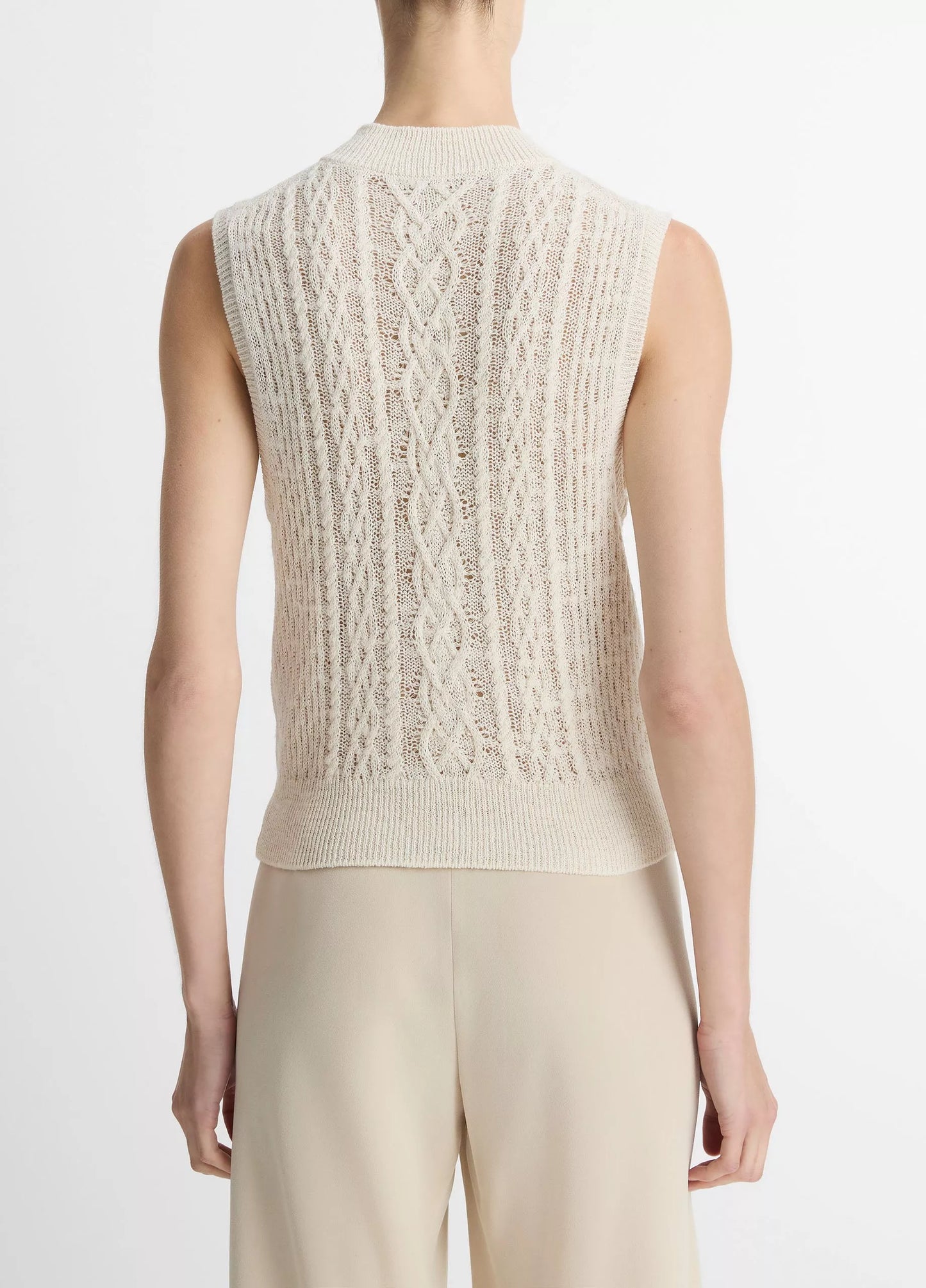 Vince. - Cable Double Layer Shell in Off White Gold Cliff