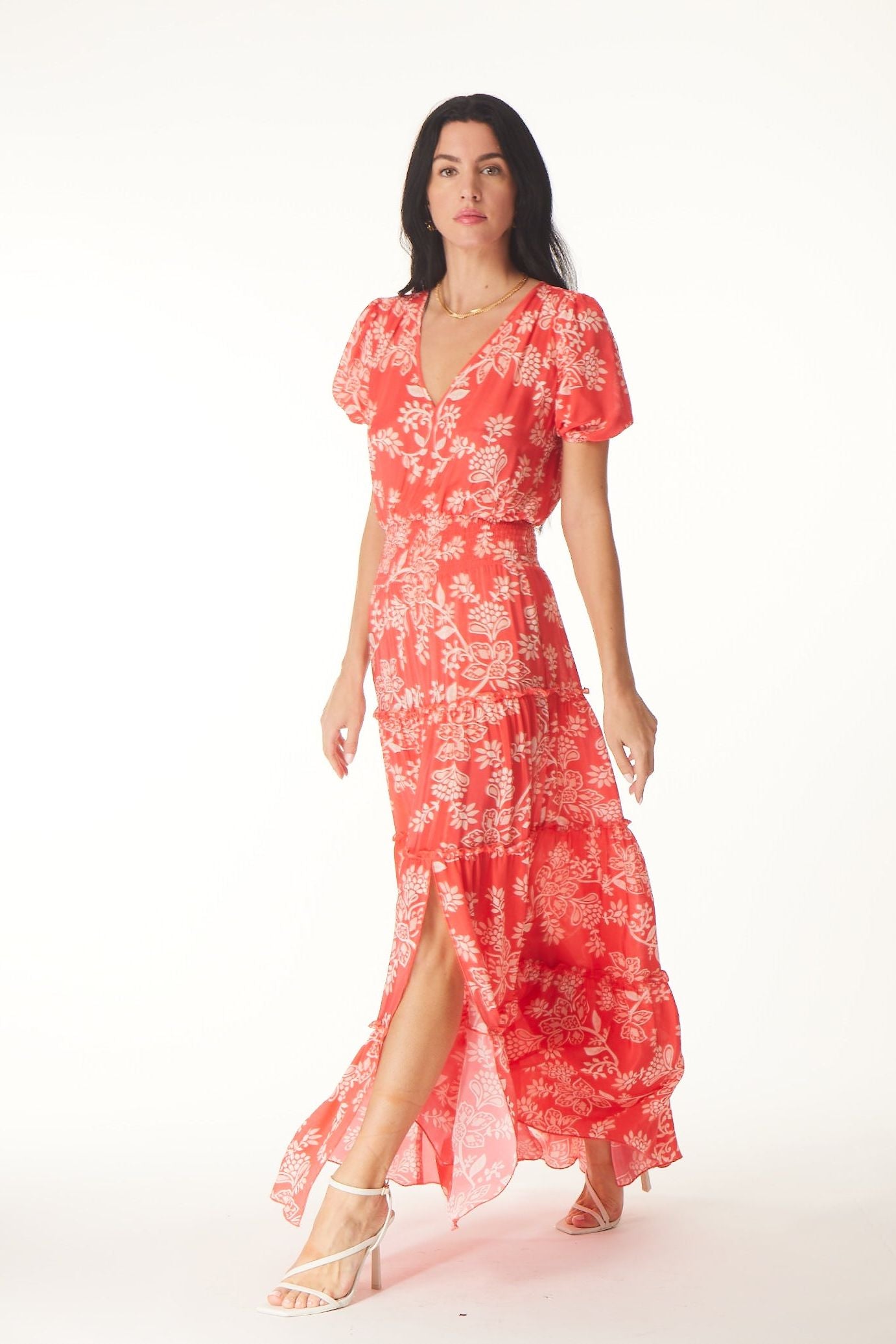 Gilner Farrar - Dariya Dress in Coral Batik Print