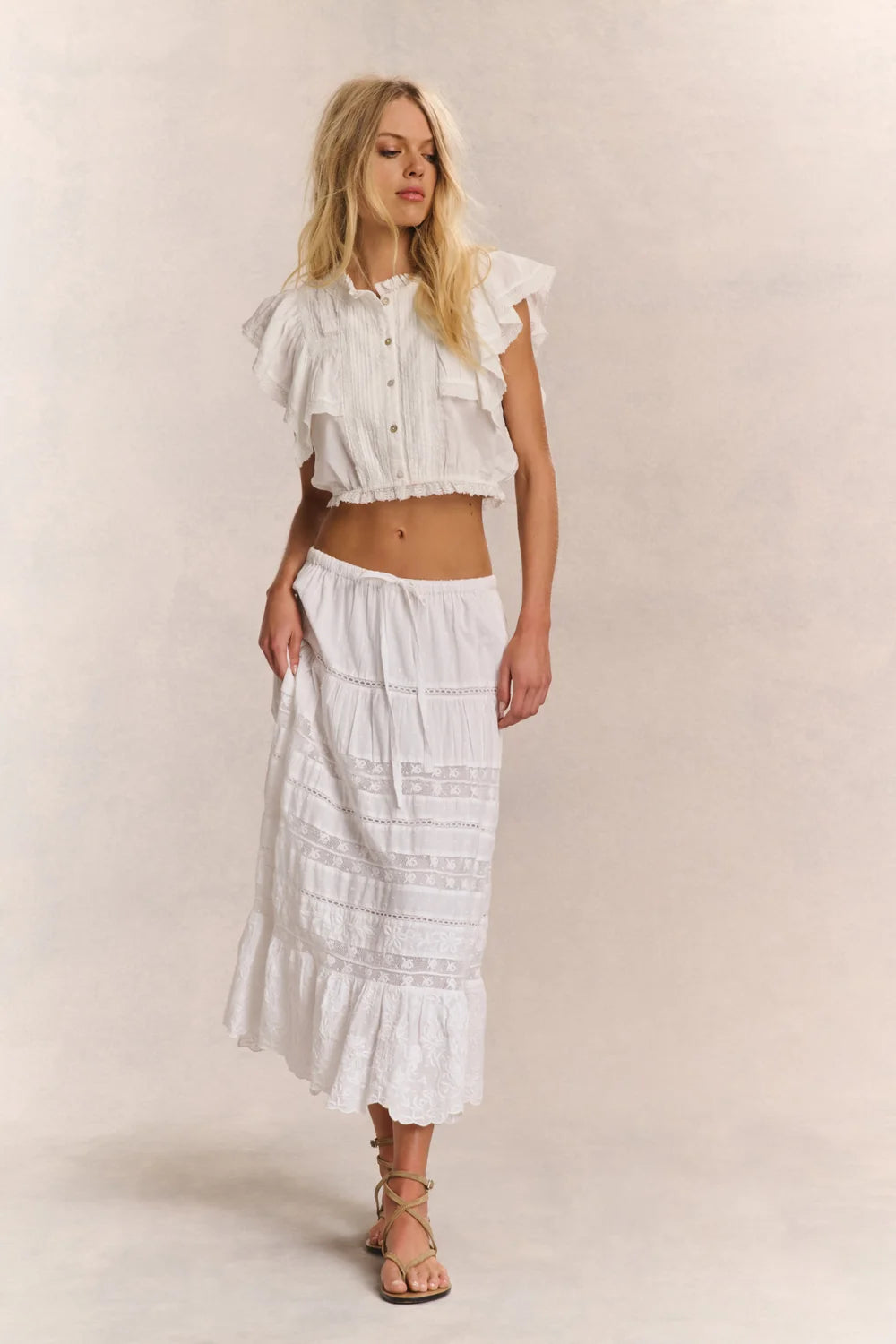 LoveShackFancy - Donna Skirt in White