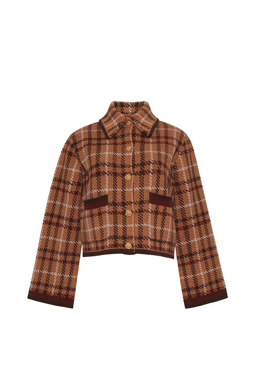 Cara Cara - Delilah Cardigan in Camel Plaid