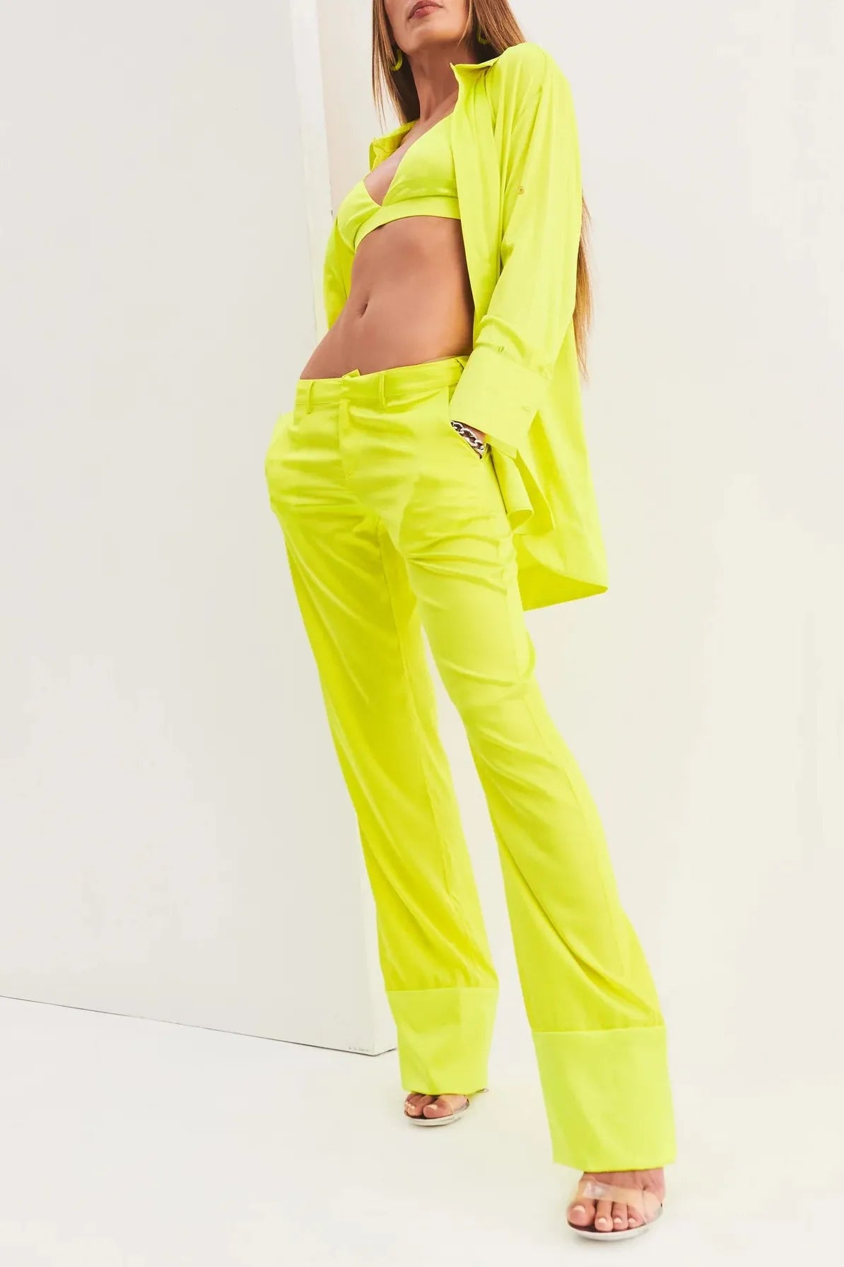 SER.O.YA - Suki Silk Pant in Neon Lime