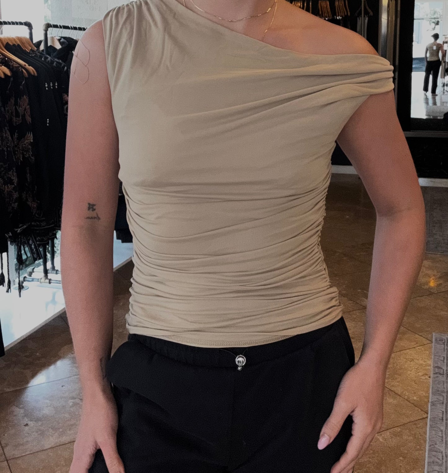 Karina Grimaldi - Serene Jersey Top in Khaki