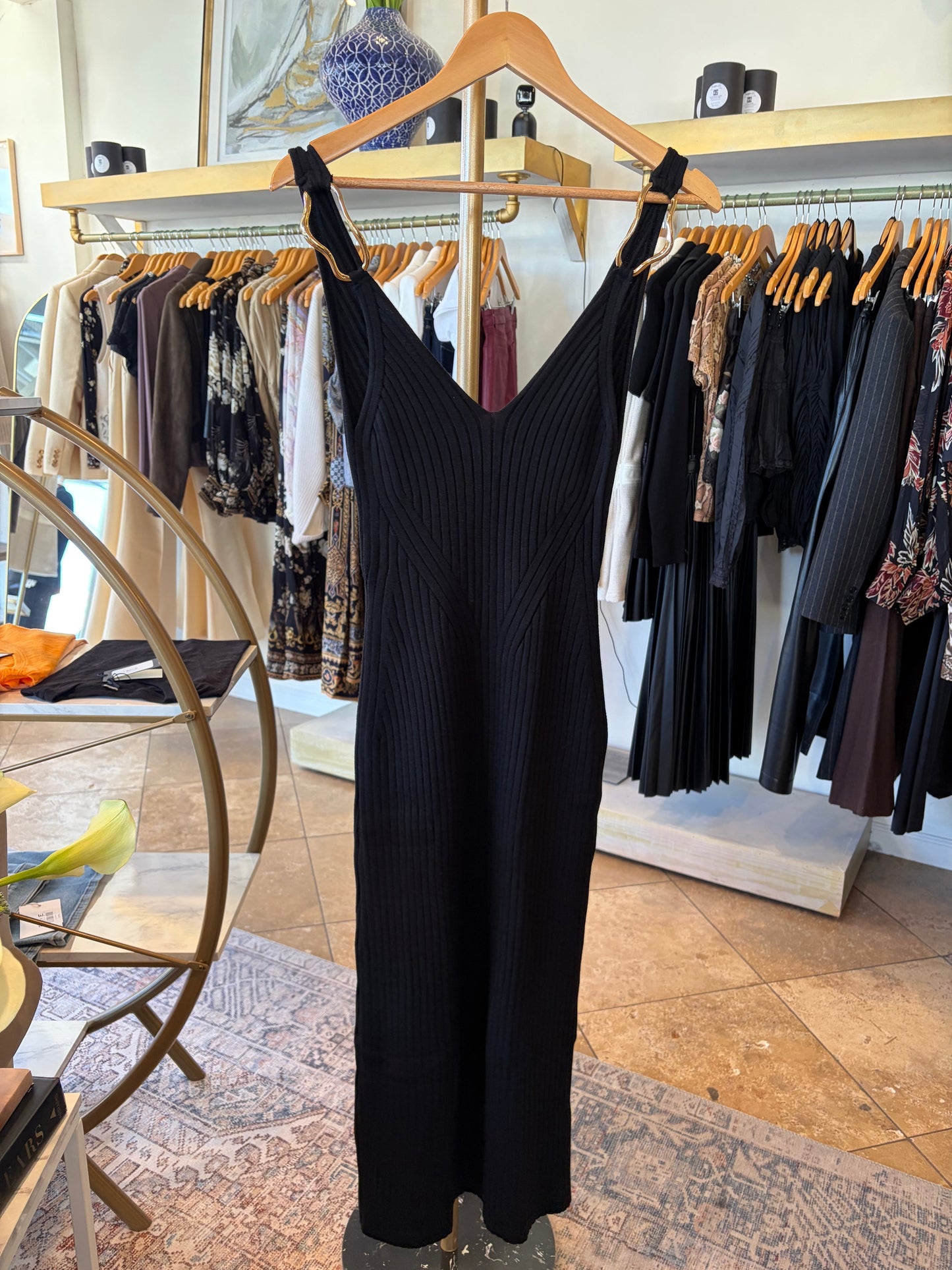 Maria Pavan - Black Knit Dress with Gold Straps