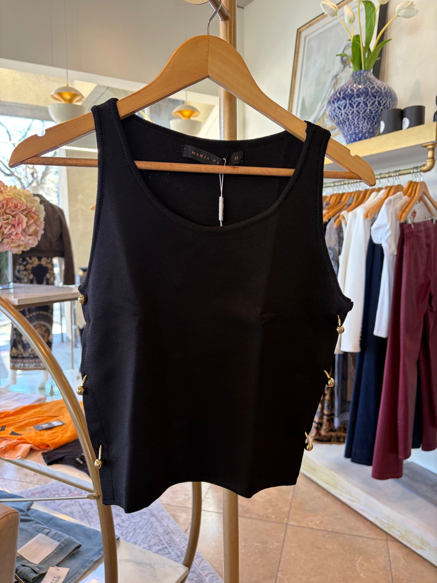 Maria Pavan - Black Knit Top with Gold Sides