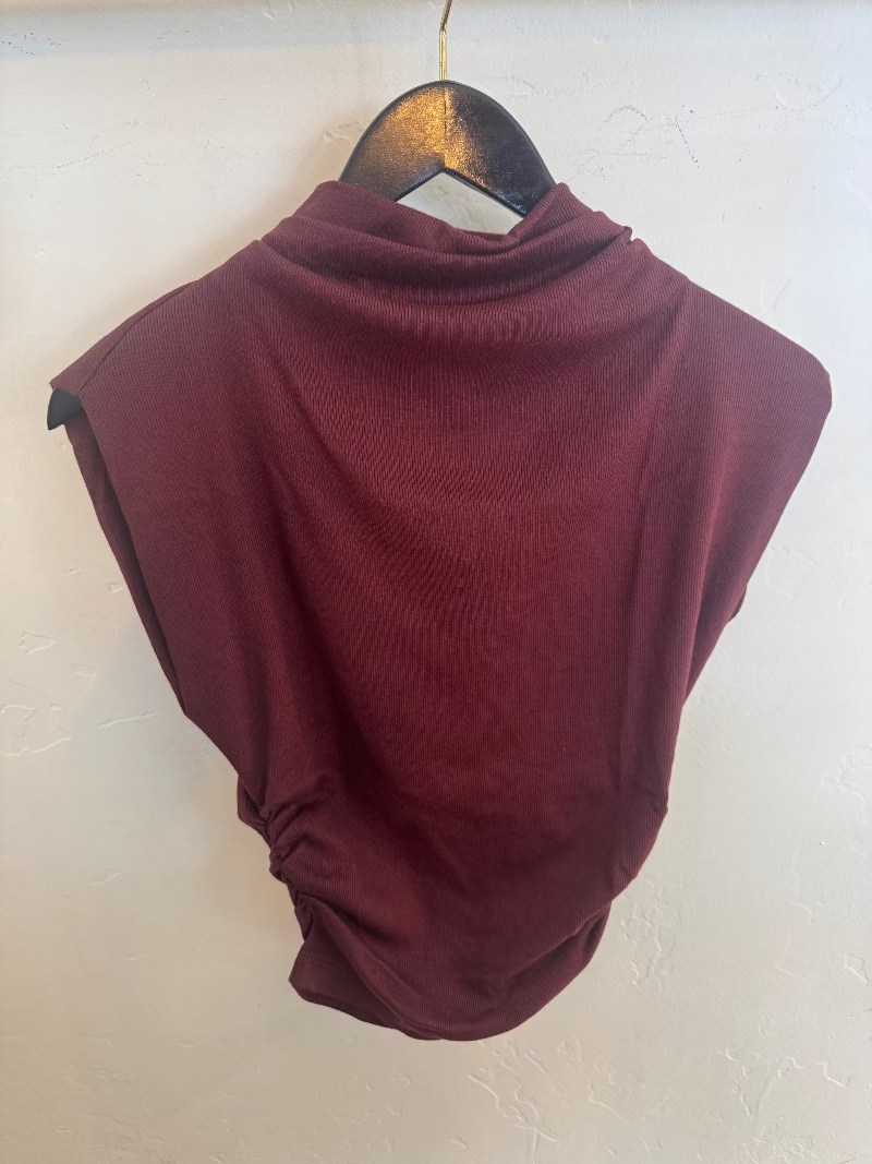 Michael Stars - Amara Mock Neck Power Shoulder Top in Port Royale