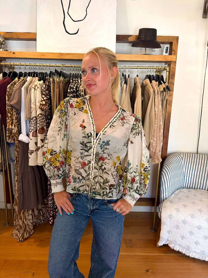 alice + olivia - Charis Button Down Blouse in Desert Sprigs