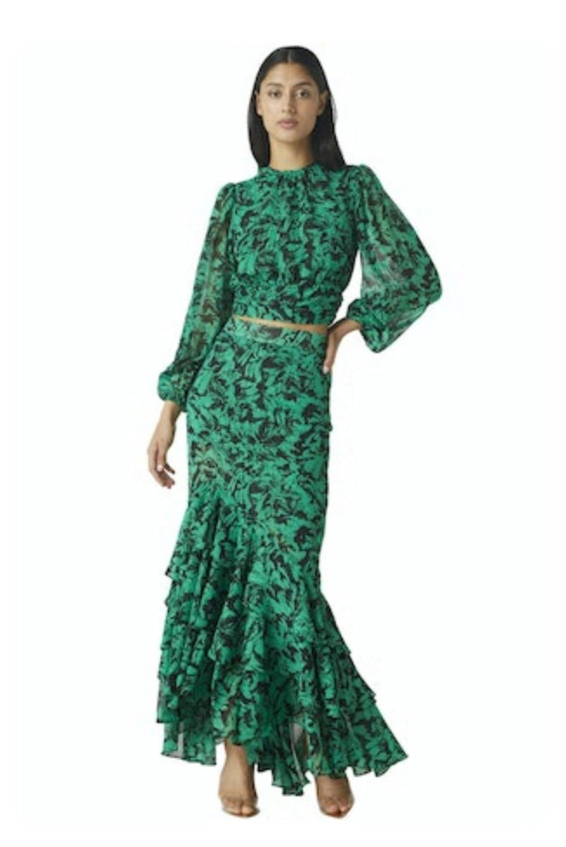 Misa Los Angeles - Veronique Skirt in Emerald Abstract