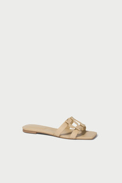 SIMKHAI - Simkhai Monogram Flat Slide in Camel