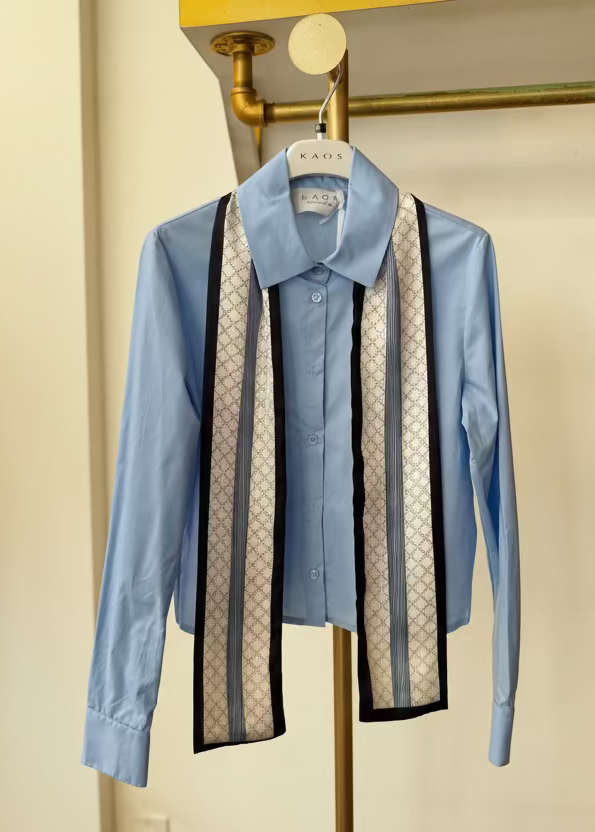 KAOS - Camicia Donna Shirt with Scarf in Azzurro