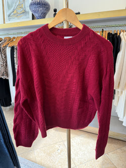 Naadam - Cashmere Airy Cable Crewneck in Cranberry
