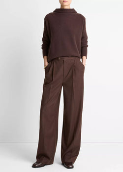 Vince. - Mid Rise Pleated Wide Leg Trouser in Mocha