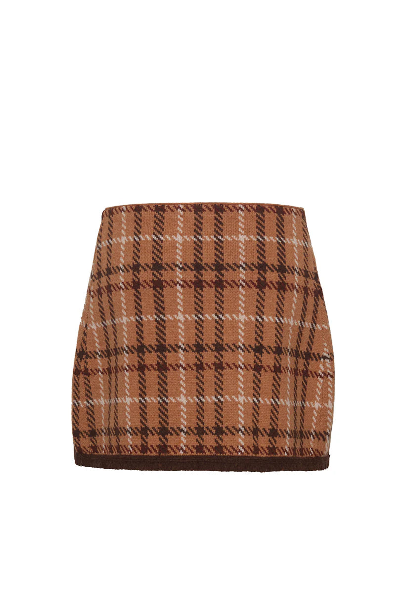 Cara Cara - Jodi Mini Skirt in Camel Plaid