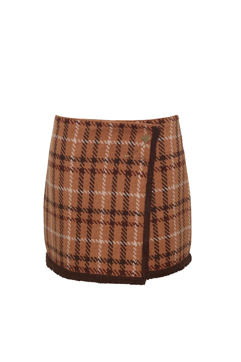 Cara Cara - Jodi Mini Skirt in Camel Plaid